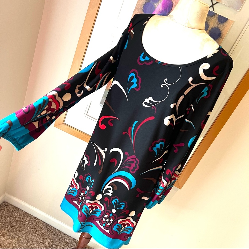 Cacama Shift Dress - Swirl Print L